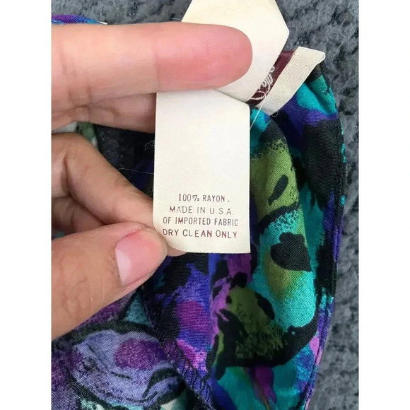 VTG Luci Pellini Tropical Floral Print Dress Sz 10 Regular 80's Belted Women's - Picture 4 of 14